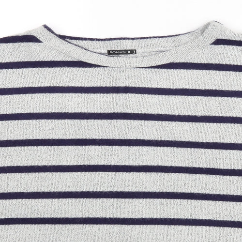 Roman Womens Grey Striped  Basic Blouse Size M