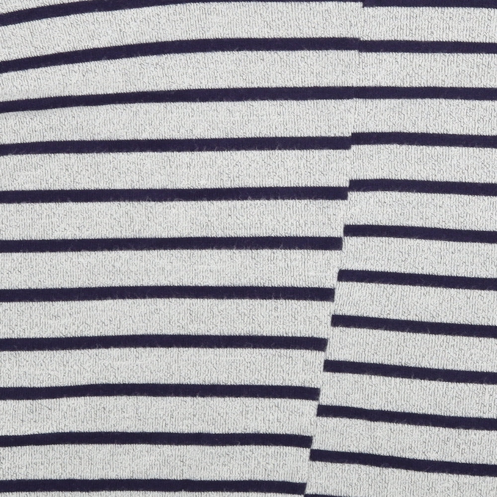 Roman Womens Grey Striped  Basic Blouse Size M
