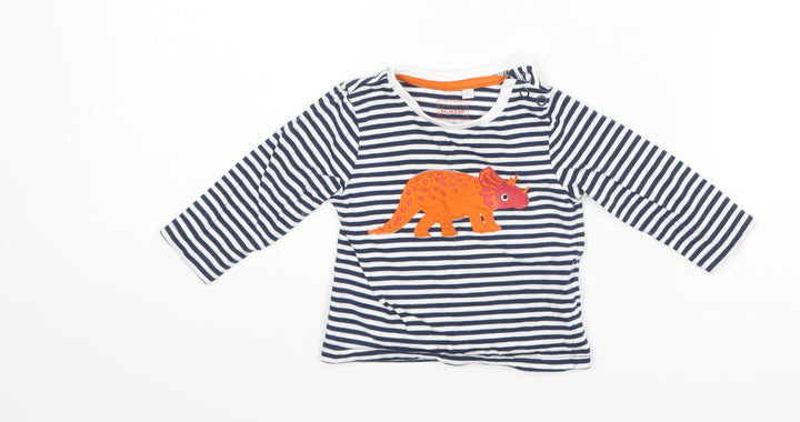 Bluezoo Baby Blue Striped Basic T-Shirt Size 3-6 Months - Dinasour