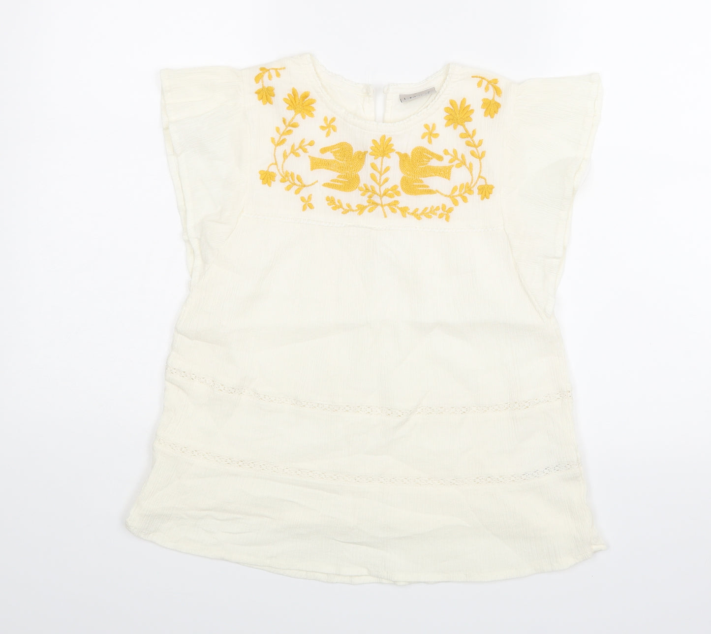 NEXT Girls White Animal Print  Basic Blouse Size 11 Years