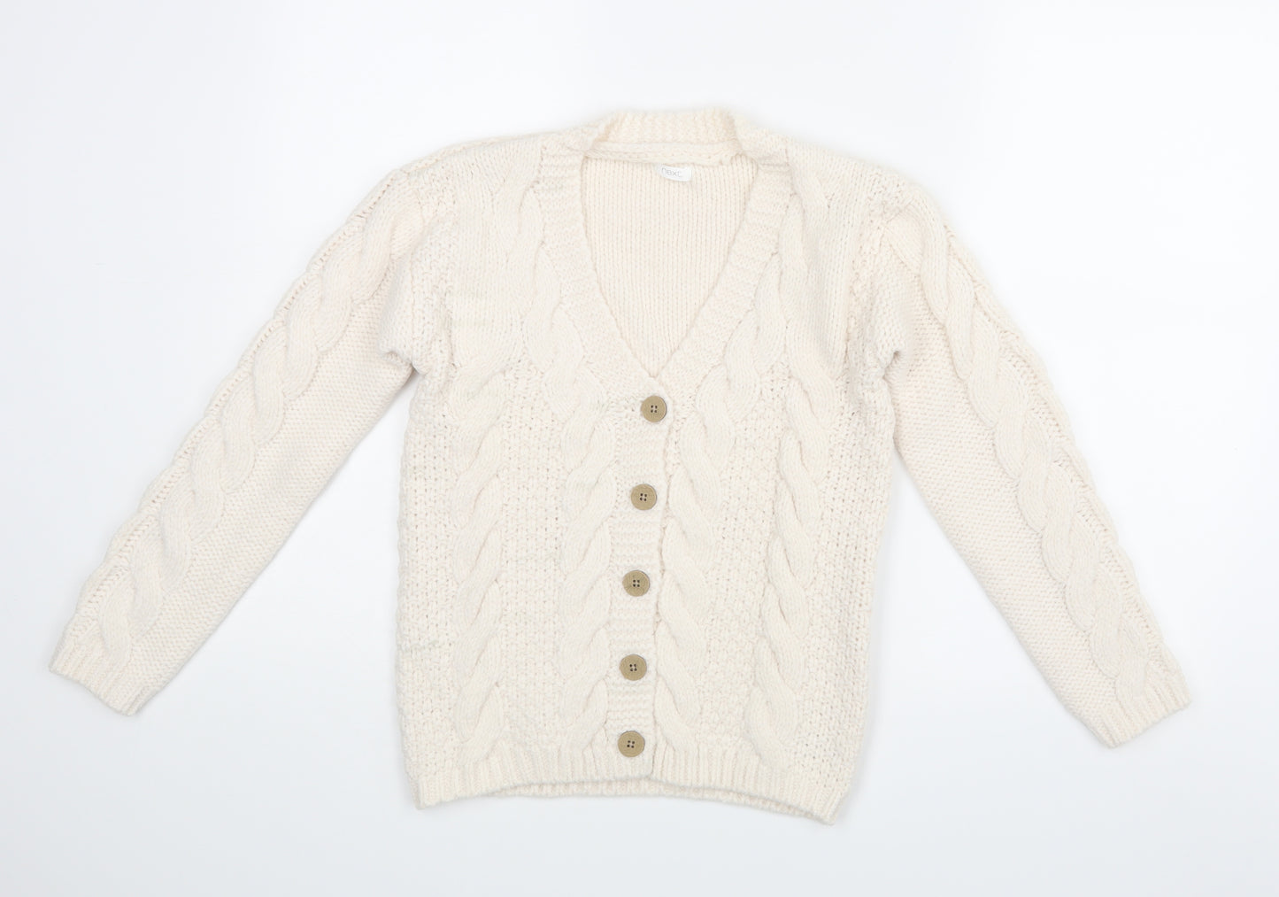 NEXT Girls White  Rayon Cardigan Jumper Size 10 Years