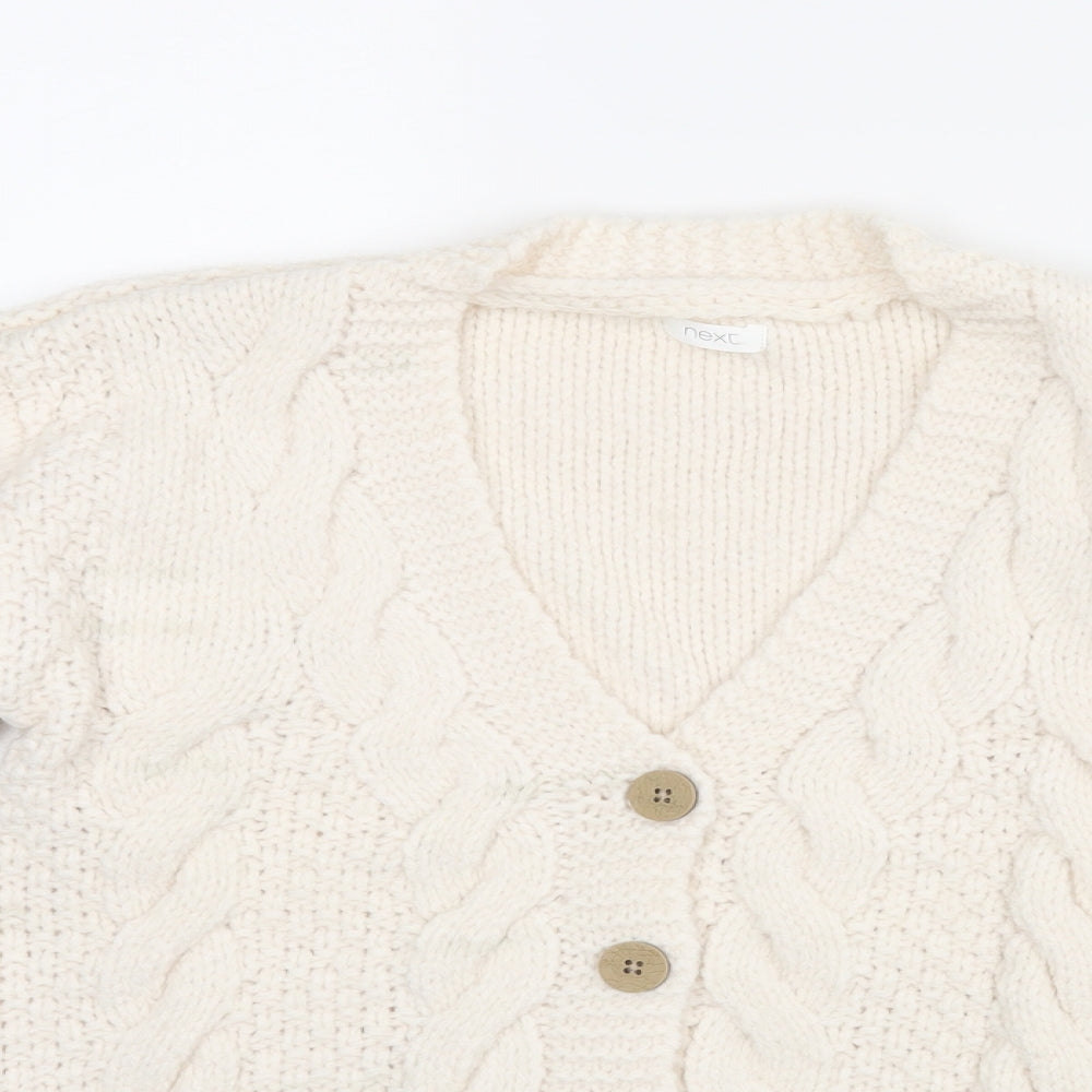 NEXT Girls White  Rayon Cardigan Jumper Size 10 Years