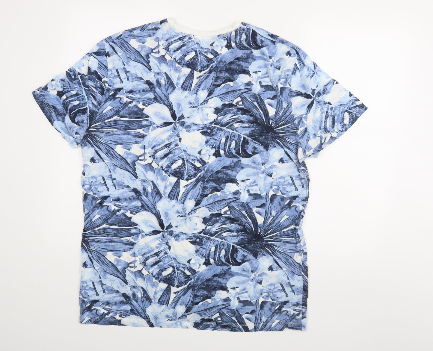 F&F Mens Blue Floral   T-Shirt Size XL