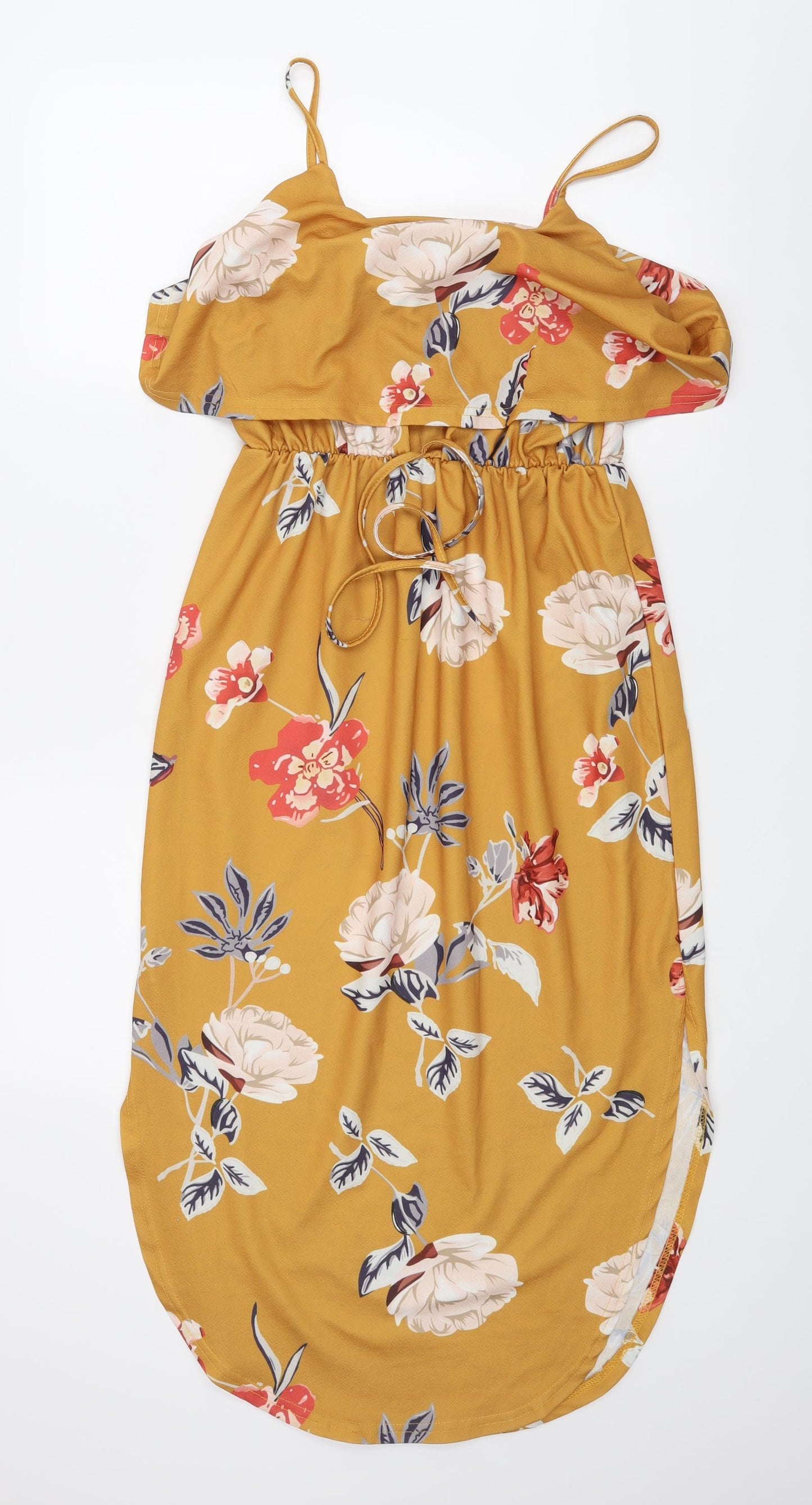 Preworn Womens Yellow Floral  Pencil Dress  Size M