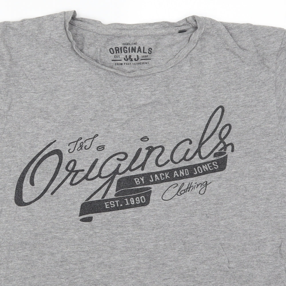 JACK & JONES Mens Grey    T-Shirt Size XL