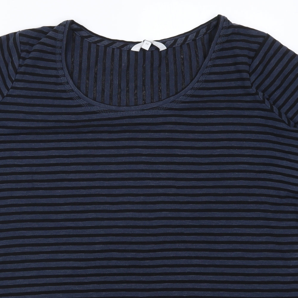 NEXT Womens Blue Striped  Basic T-Shirt Size 22