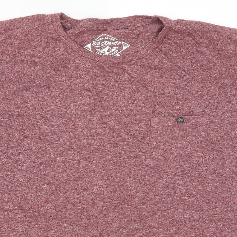 Red Herring Mens Red    T-Shirt Size L