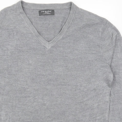 Primark Mens Grey  Knit Pullover Jumper Size M