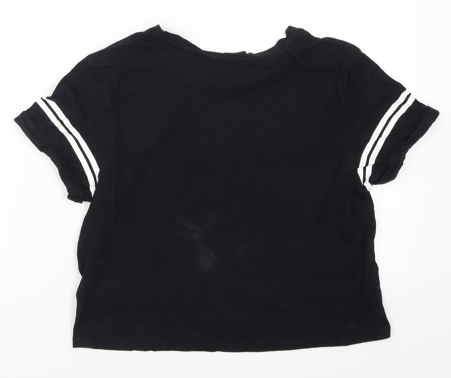 New Look Girls Black Striped  Basic T-Shirt Size M  - Make Mondays Optional