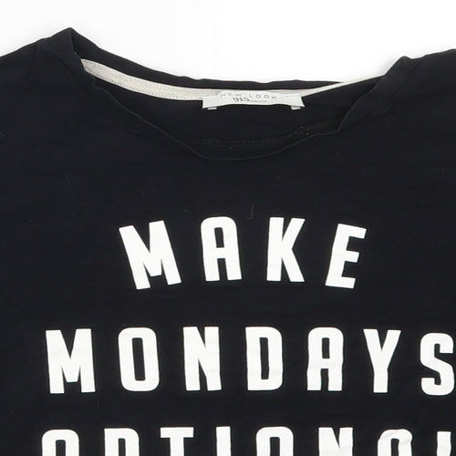 New Look Girls Black Striped  Basic T-Shirt Size M  - Make Mondays Optional