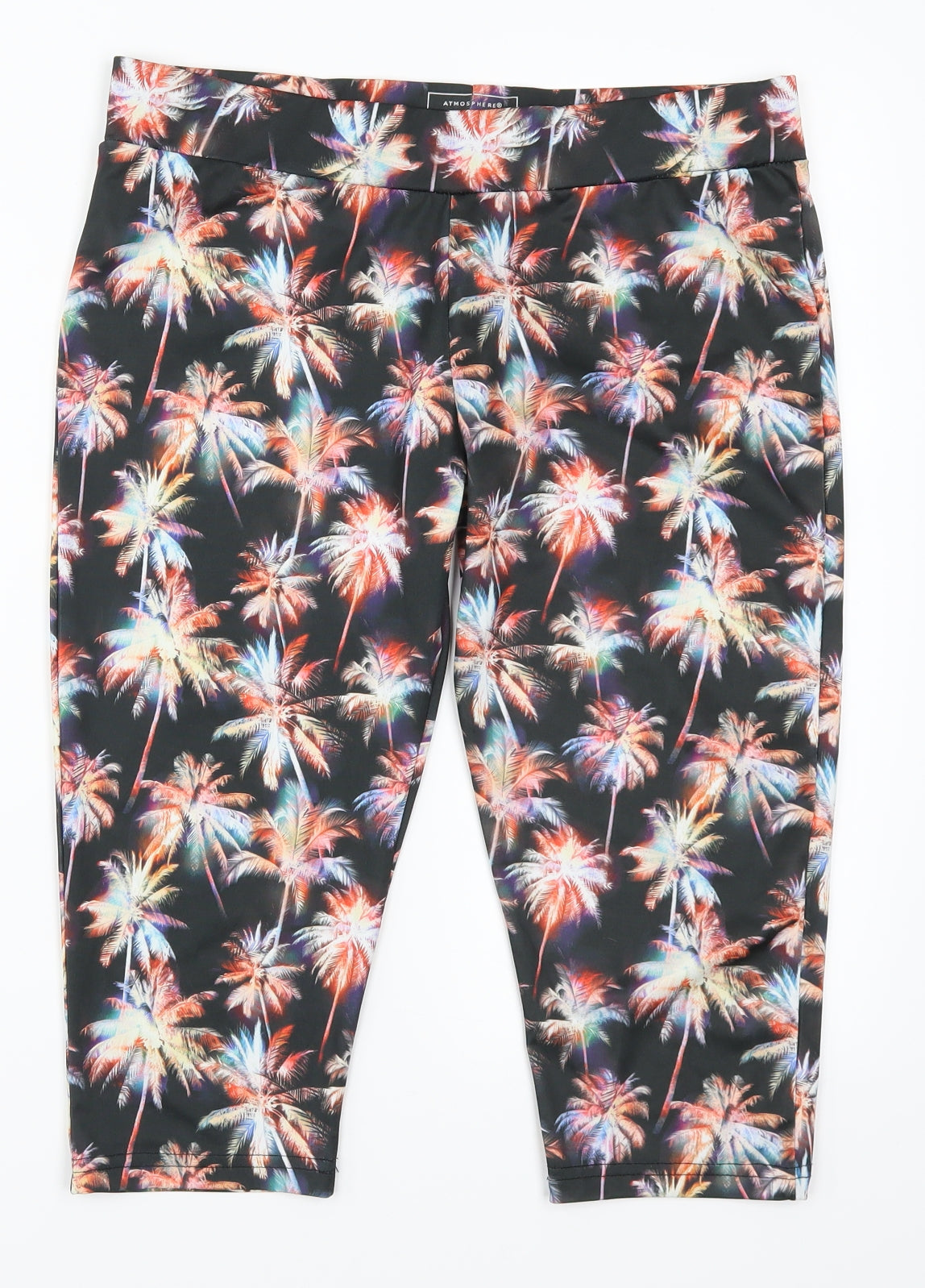 Atmosphere Womens Multicoloured Geometric  Cropped Leggings Size 14 L16 in - Palm Tree Print