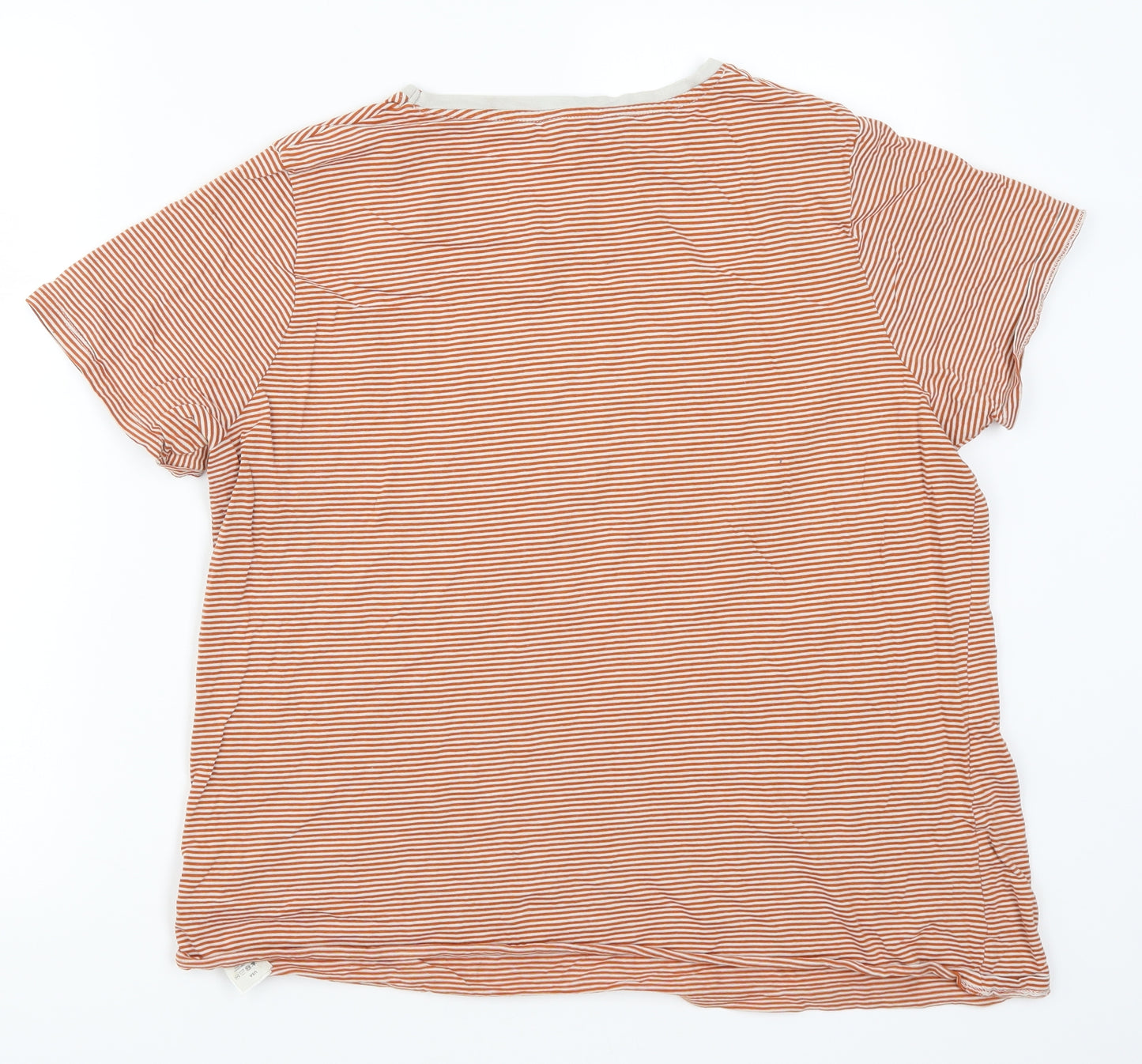 New Look Womens Orange Striped  Basic T-Shirt Size 18  - Bonsoir
