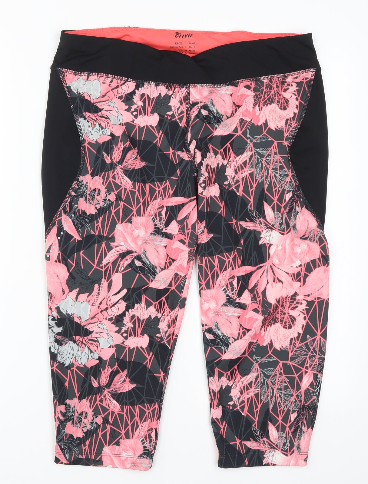 Crivit Womens Pink Floral  Cropped Leggings Size 16 L28 in