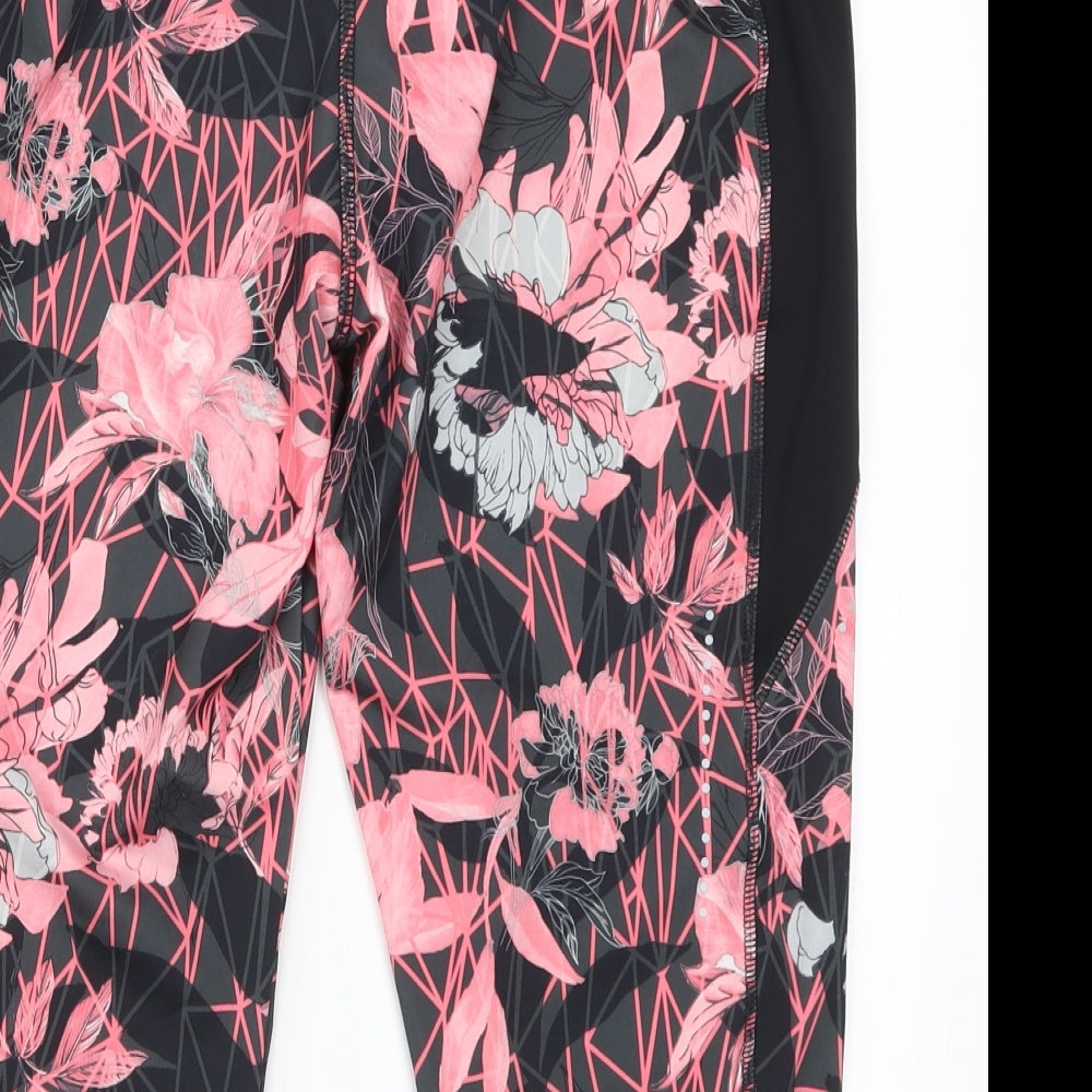 Crivit Womens Pink Floral  Cropped Leggings Size 16 L28 in