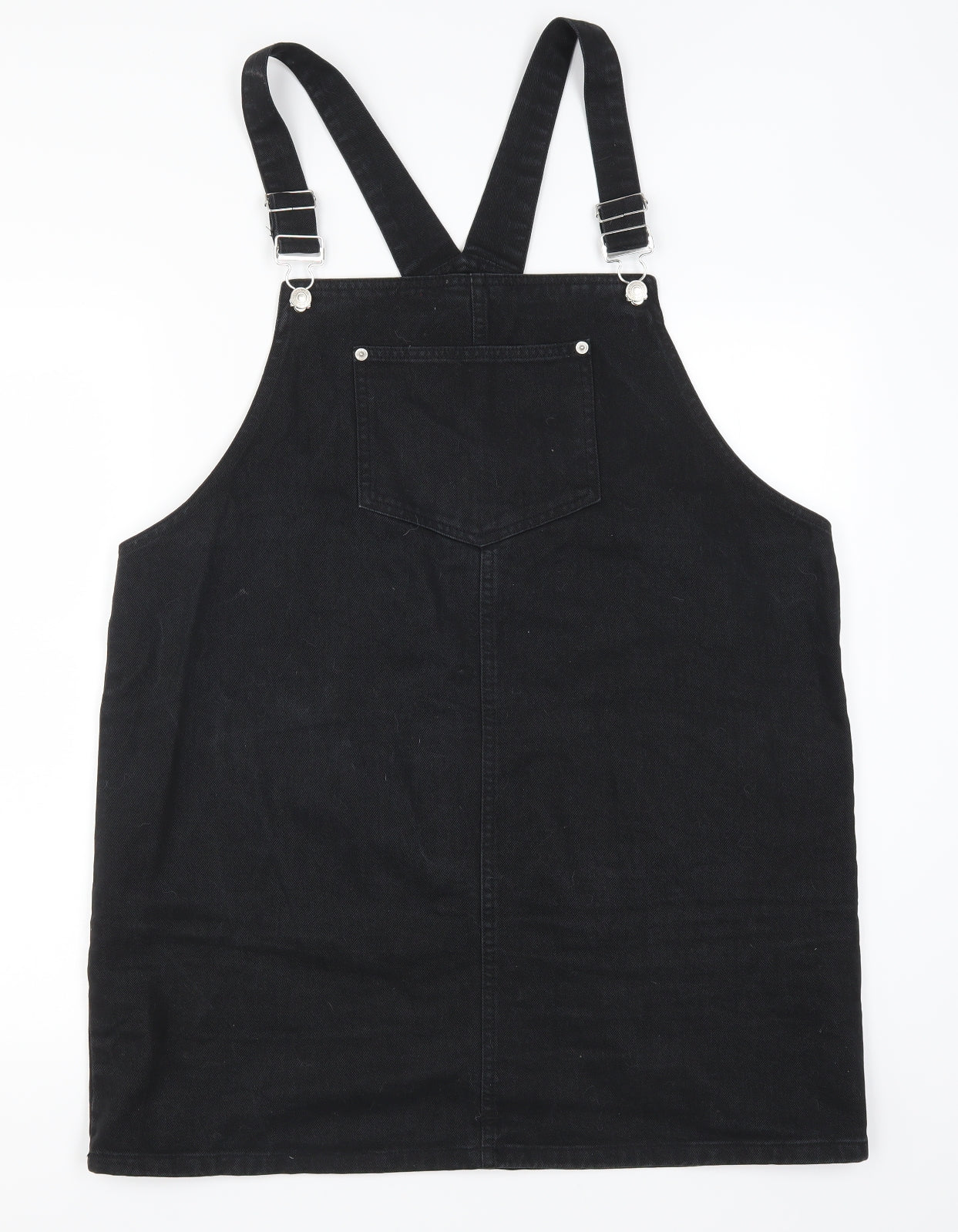 New Look Womens Black  Denim Pinafore/Dungaree Dress  Size 18