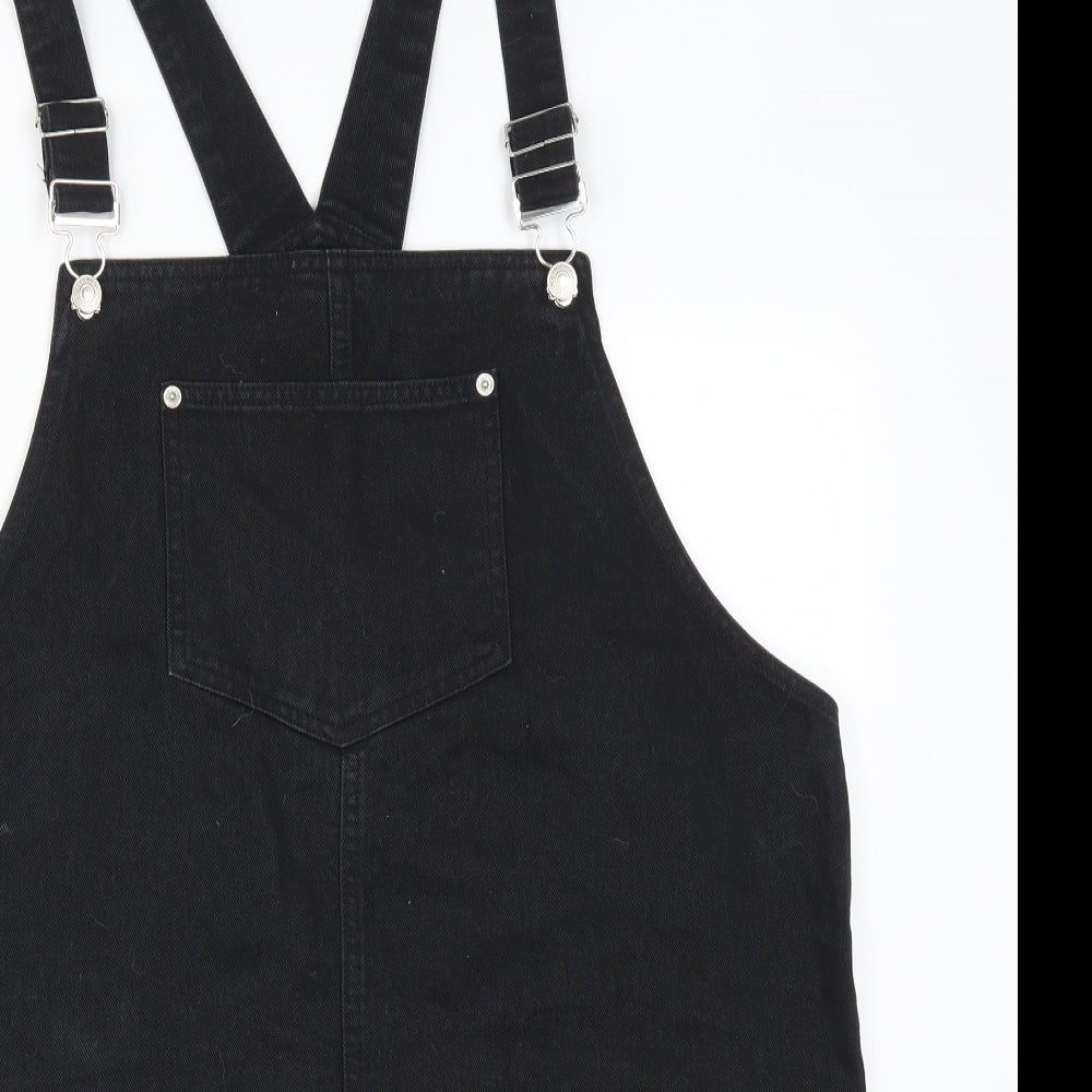 New Look Womens Black  Denim Pinafore/Dungaree Dress  Size 18
