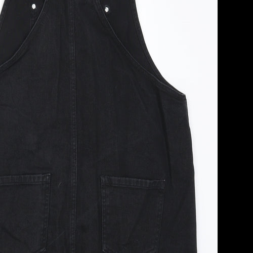 New Look Womens Black  Denim Pinafore/Dungaree Dress  Size 18