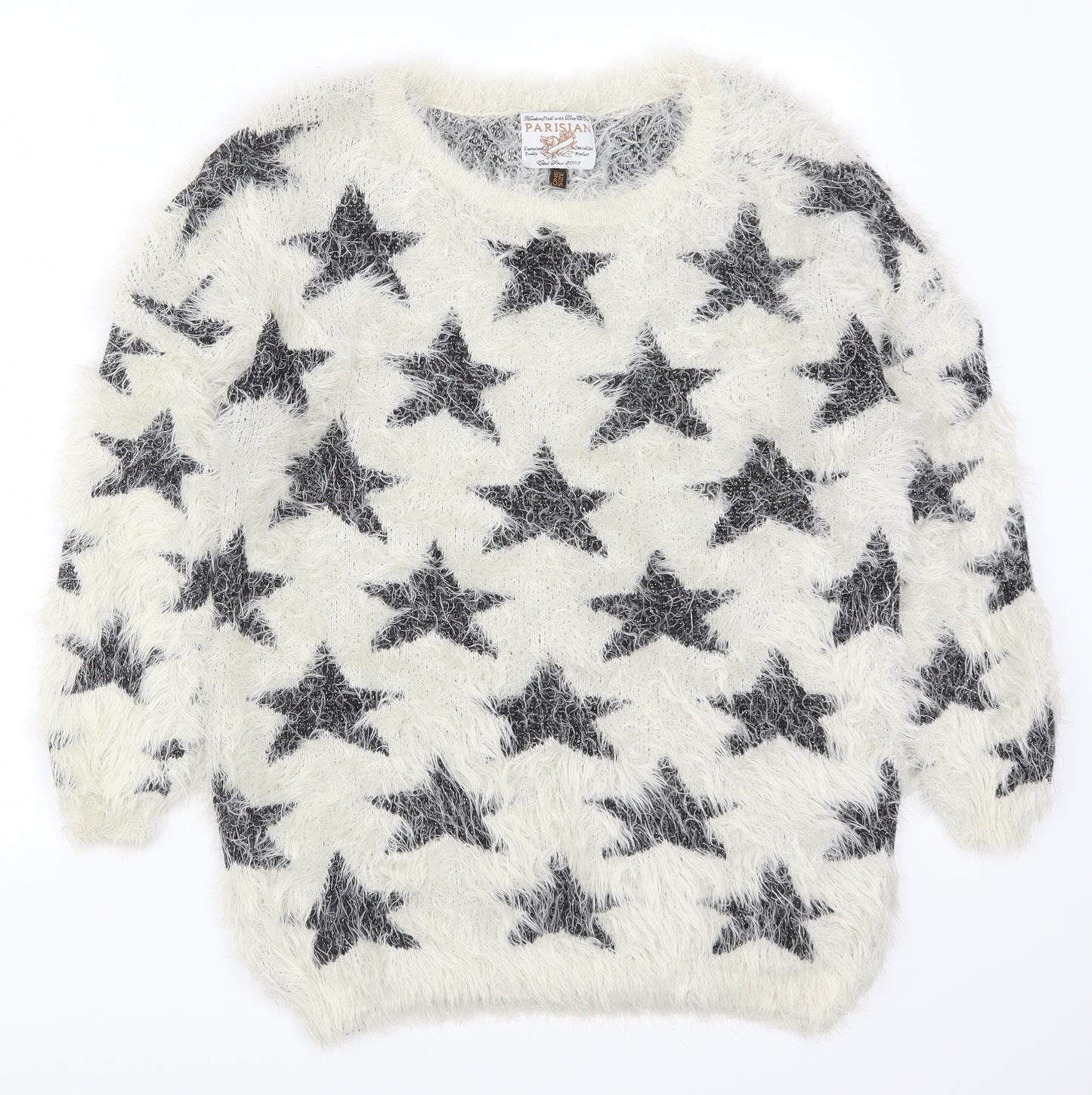 Parisian Womens Beige  Knit Pullover Jumper One Size  - Stars