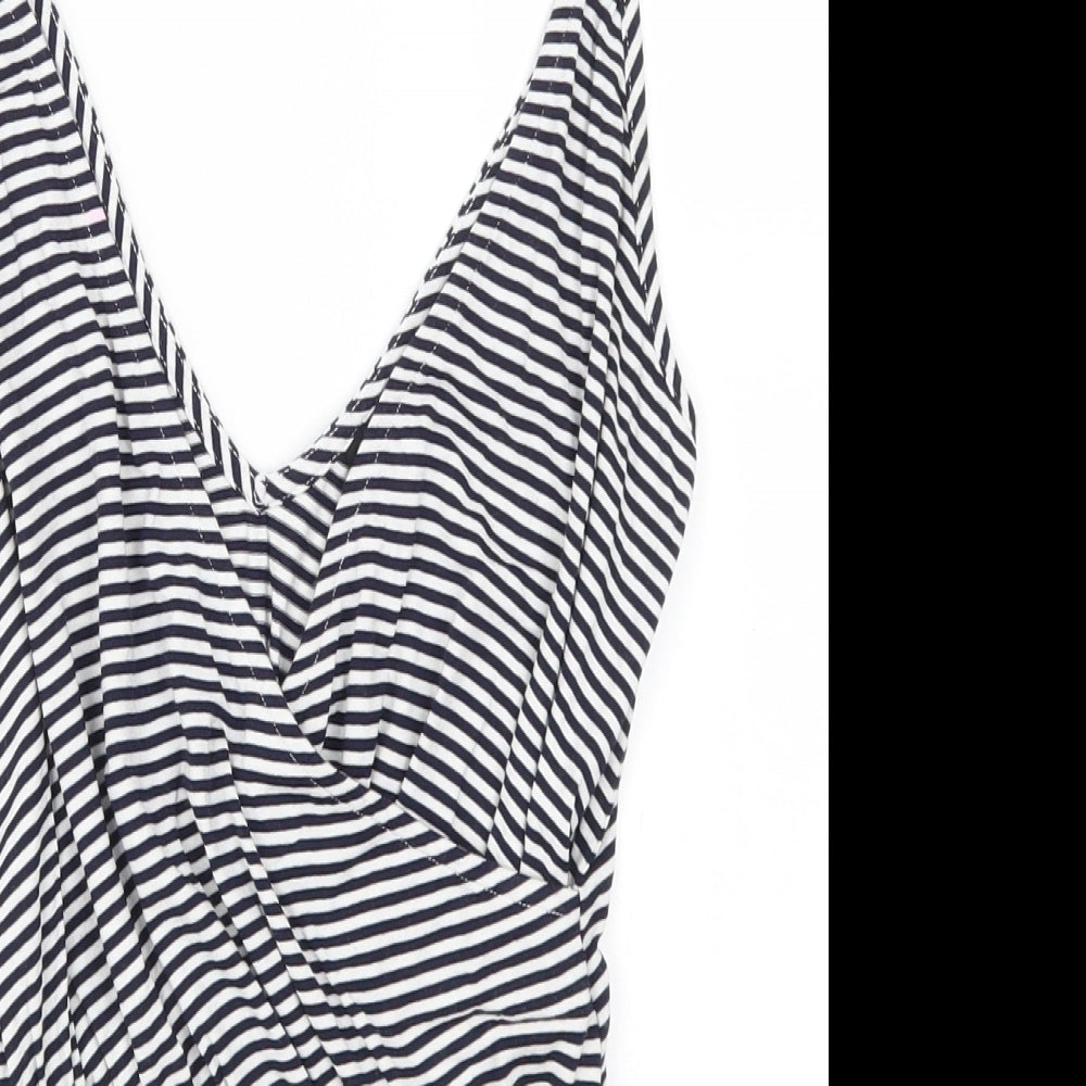 Topshop Womens Black Striped  Bodysuit One-Piece Size 4