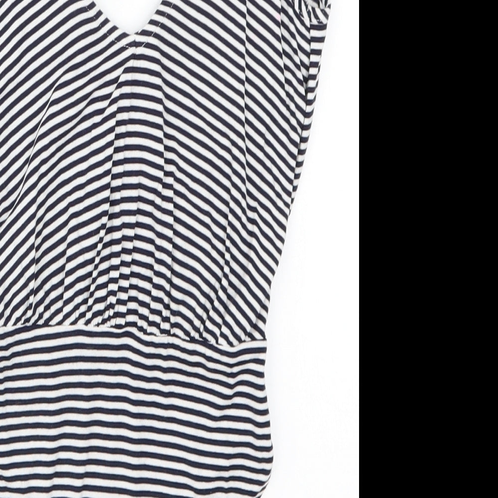 Topshop Womens Black Striped  Bodysuit One-Piece Size 4