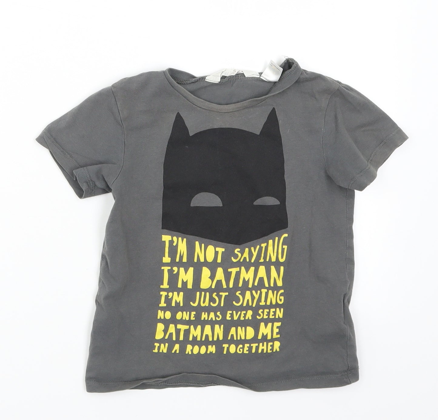 H&M Boys Grey   Basic T-Shirt Size 3-4 Years  - Batman