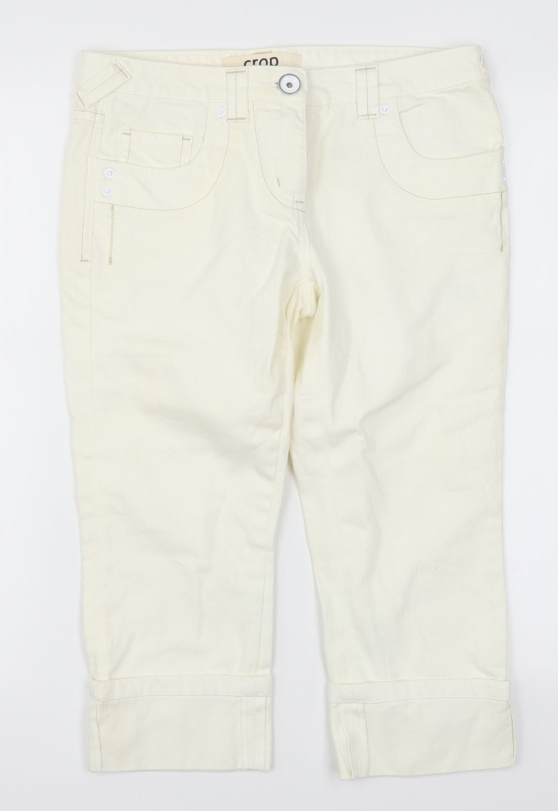 George Womens Ivory  Denim Cropped Jeans Size 10