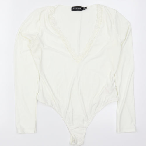 PRETTYLITTLETHING Womens White   Bodysuit One-Piece Size 12