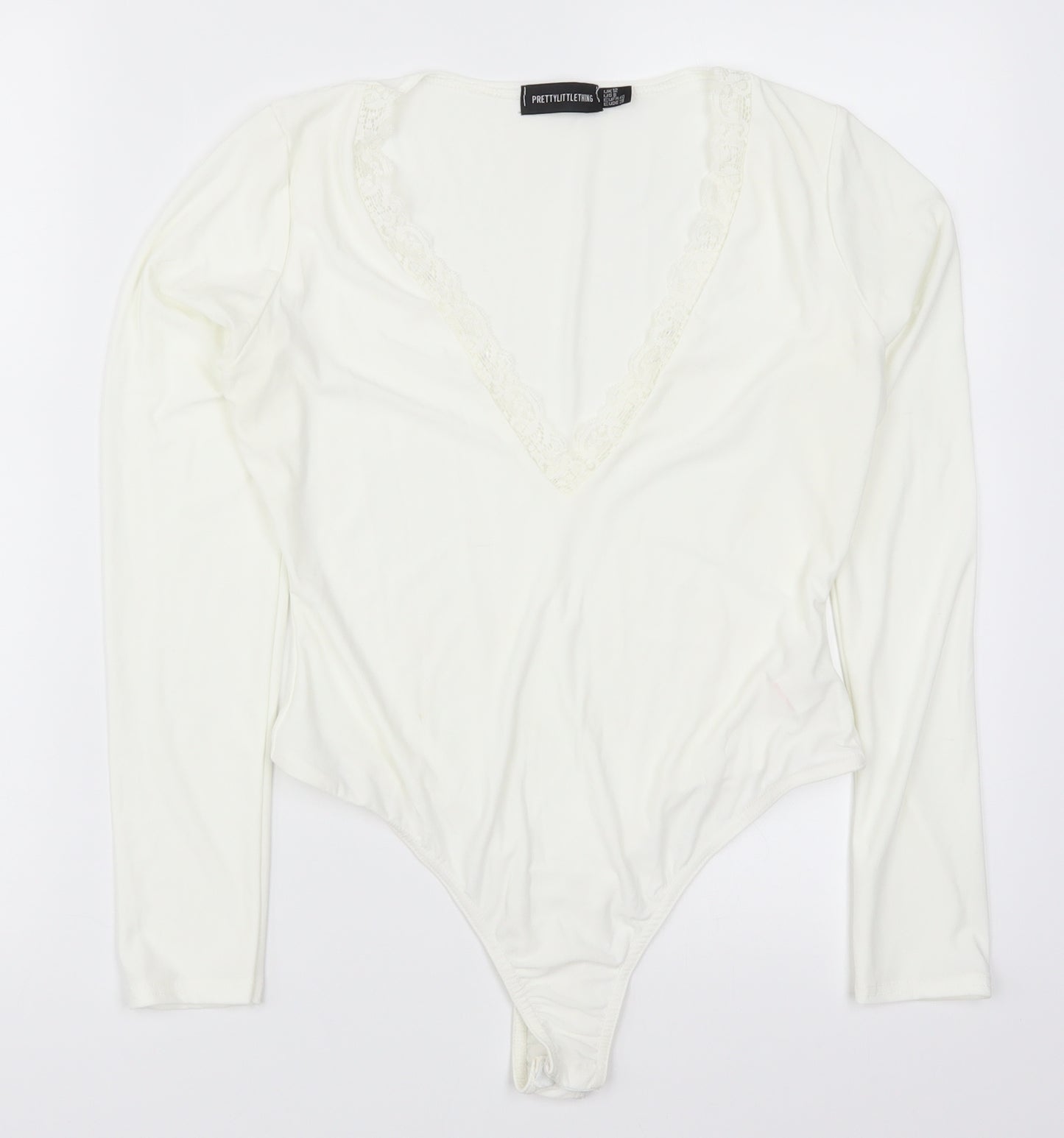 PRETTYLITTLETHING Womens White   Bodysuit One-Piece Size 12