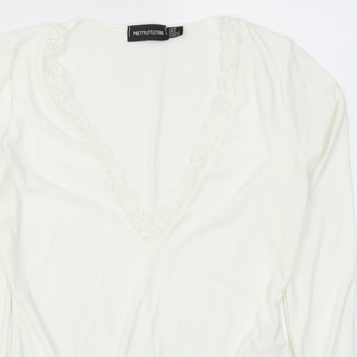 PRETTYLITTLETHING Womens White   Bodysuit One-Piece Size 12