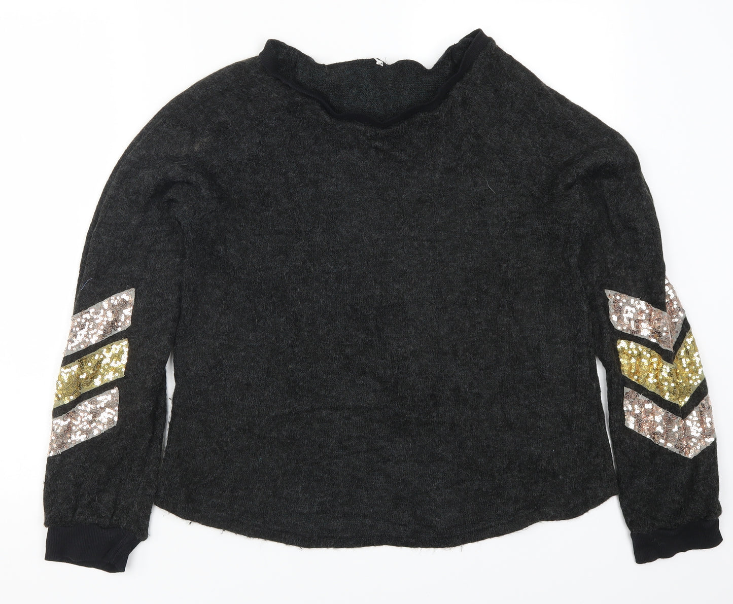 Preworn Womens Grey  Knit Pullover Jumper Size L  - Pink and Yellow