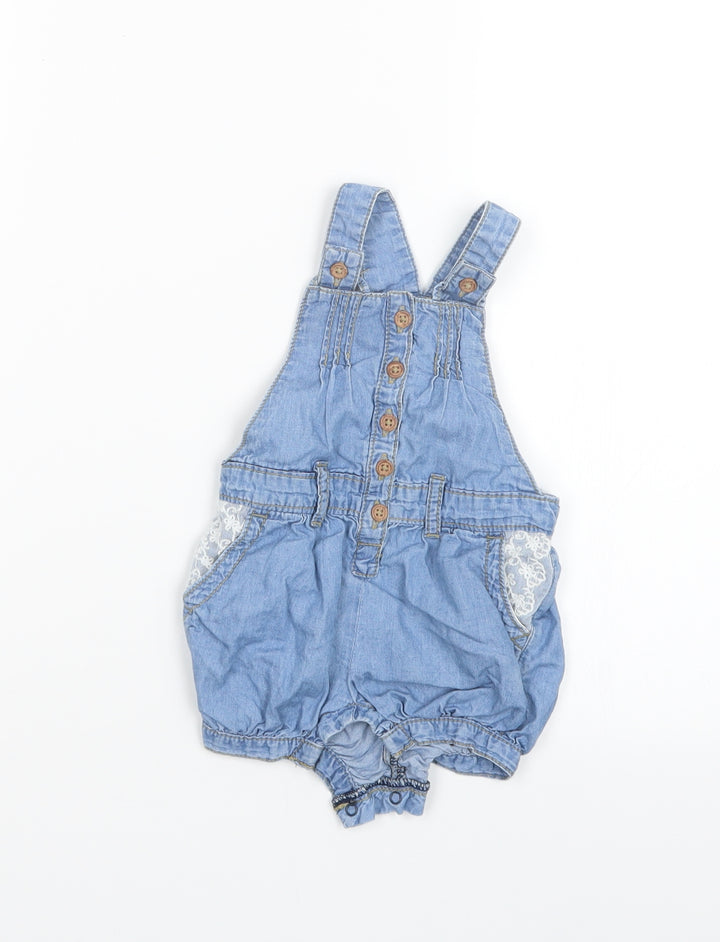 Nutmeg Girls Blue   Dungaree Outfit/Set Size 3-6 Months