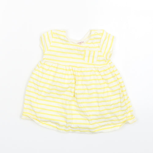 F&F Girls Yellow Striped  T-Shirt Dress  Size 3-6 Months