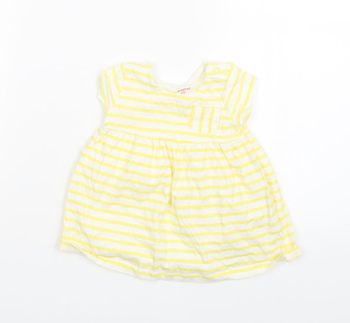 F&F Girls Yellow Striped T-Shirt Dress Size 3-6 Months