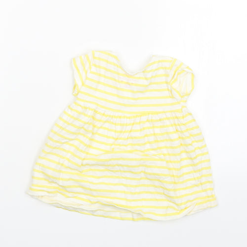 F&F Girls Yellow Striped  T-Shirt Dress  Size 3-6 Months
