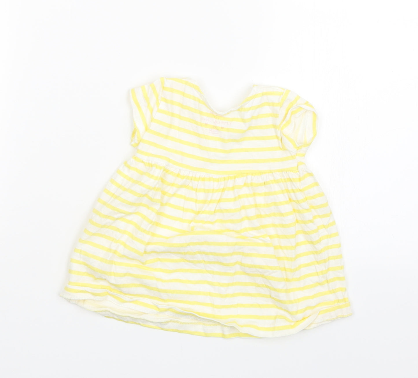 F&F Girls Yellow Striped  T-Shirt Dress  Size 3-6 Months