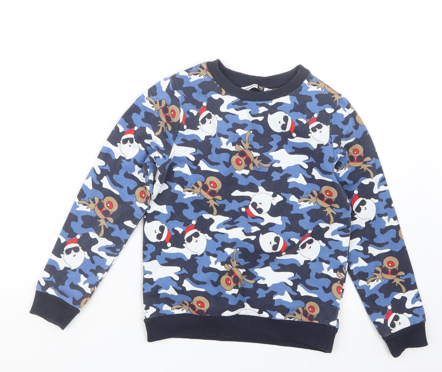 Pep&Co Boys Blue Geometric  Pullover Jumper Size 7-8 Years  - Christmas