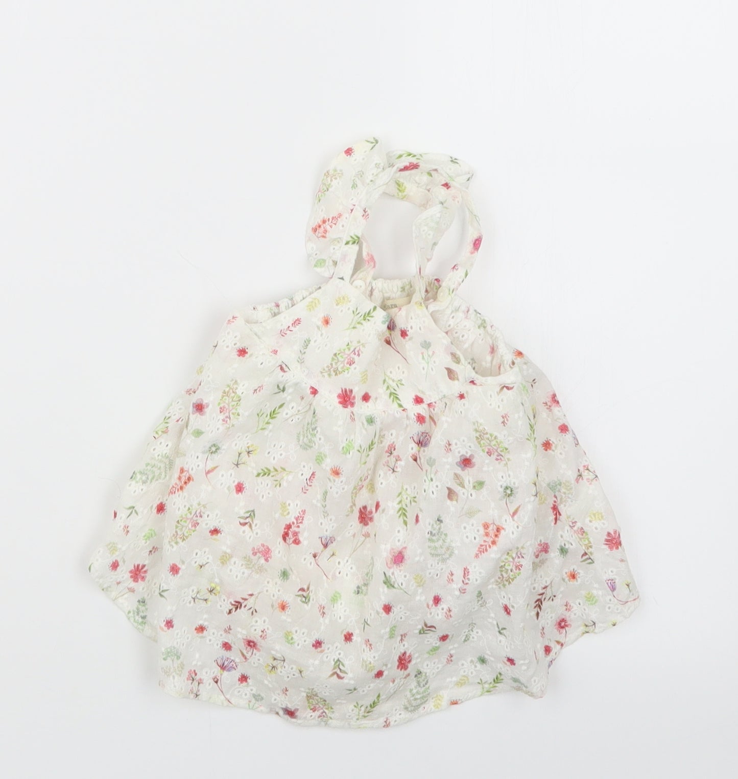 Zara Girls White Floral  T-Shirt Dress  Size 3-6 Months