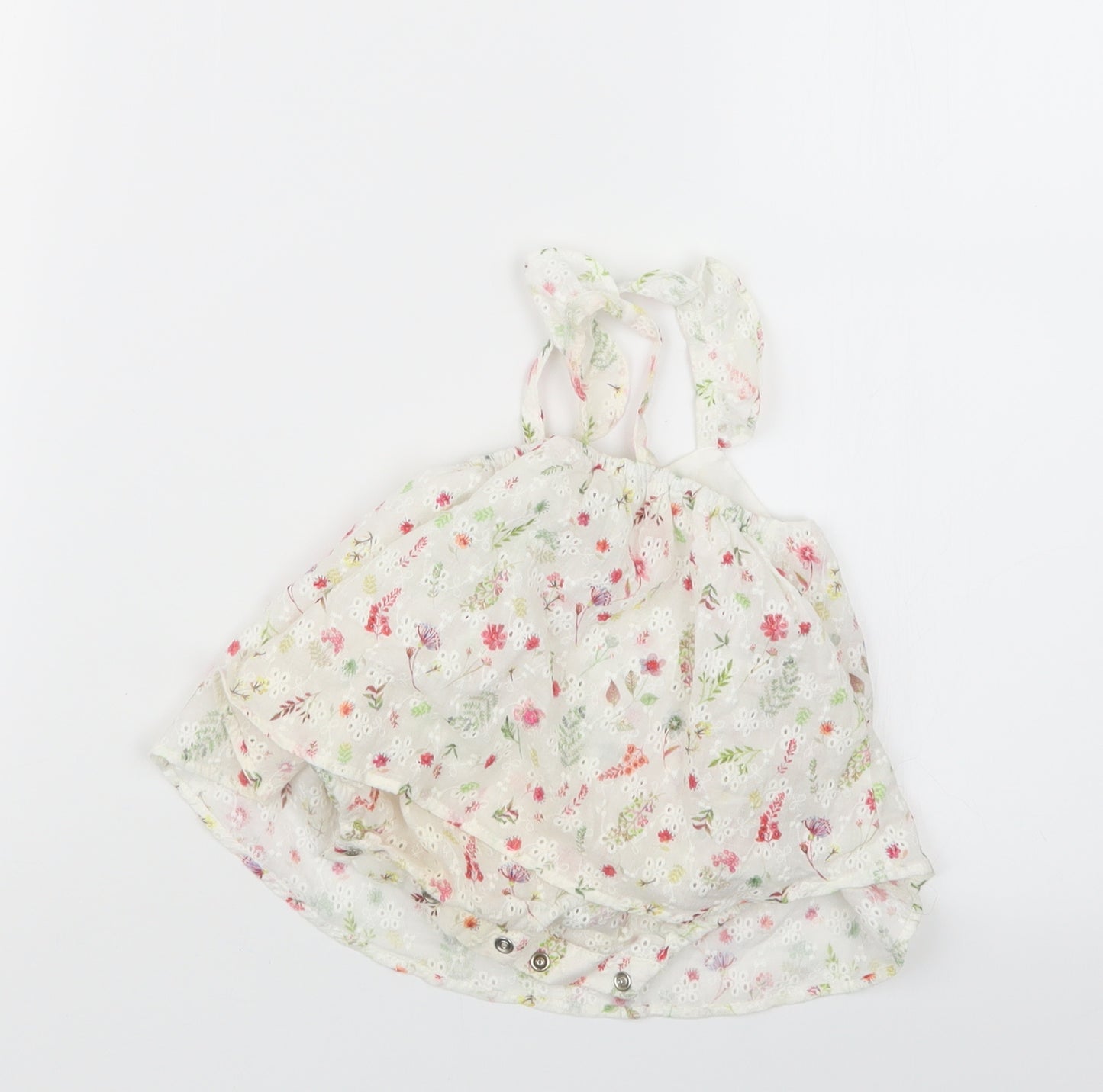 Zara Girls White Floral  T-Shirt Dress  Size 3-6 Months