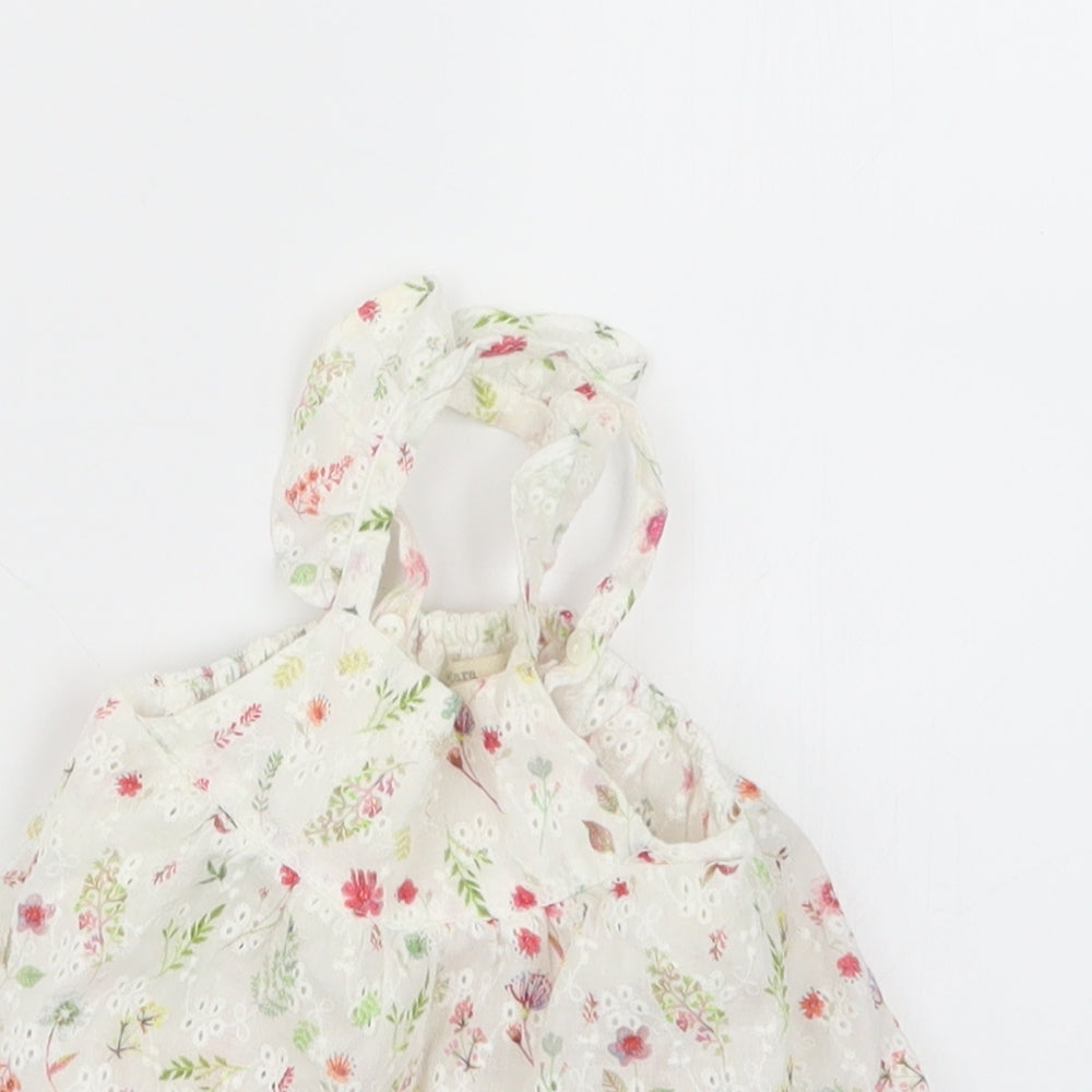 Zara Girls White Floral  T-Shirt Dress  Size 3-6 Months