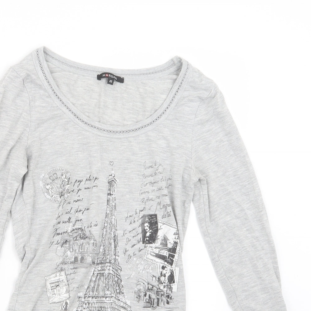 Morgan Womens Grey   Basic T-Shirt Size XS