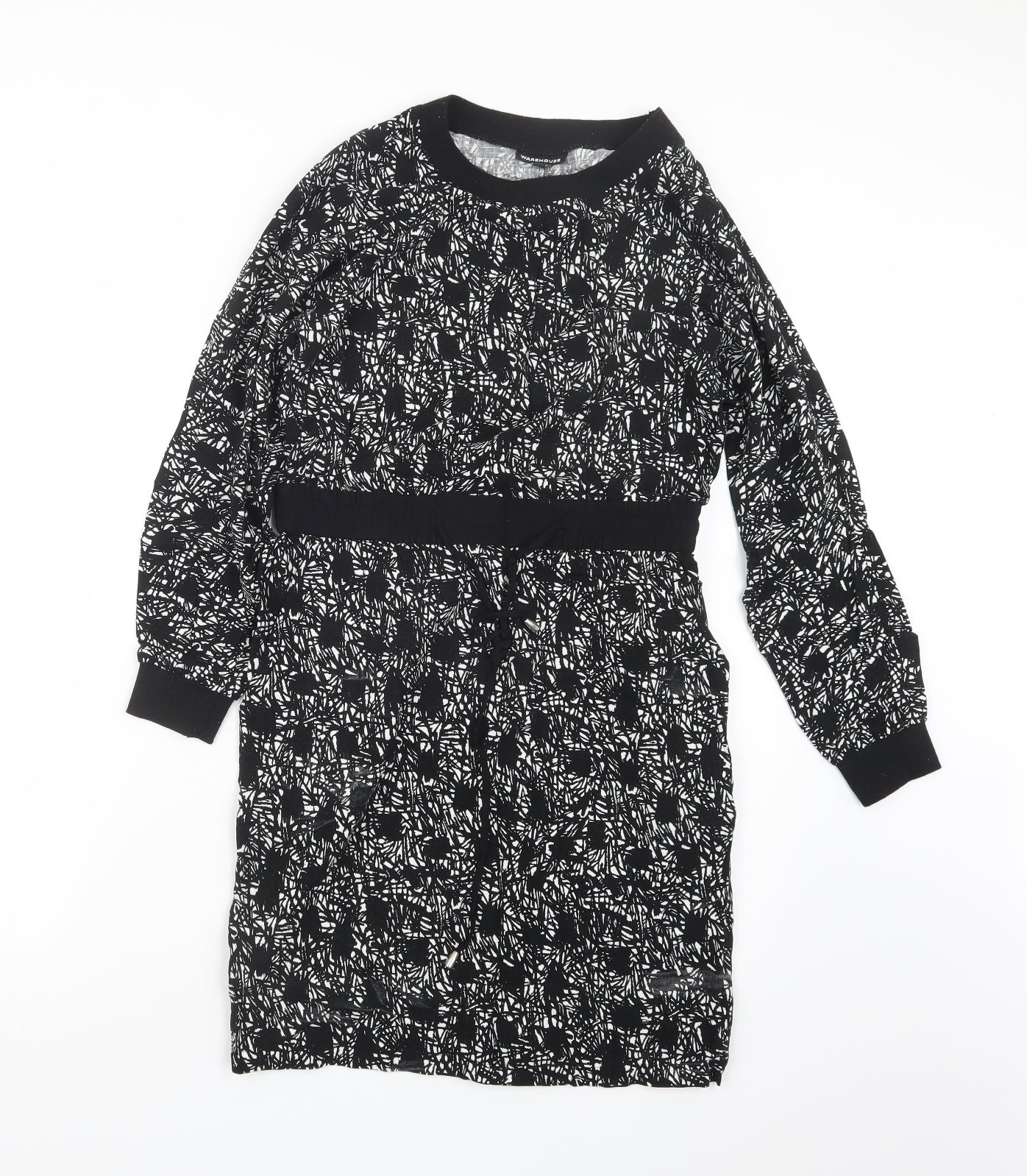 Warehouse Womens Black Geometric  T-Shirt Dress  Size 10