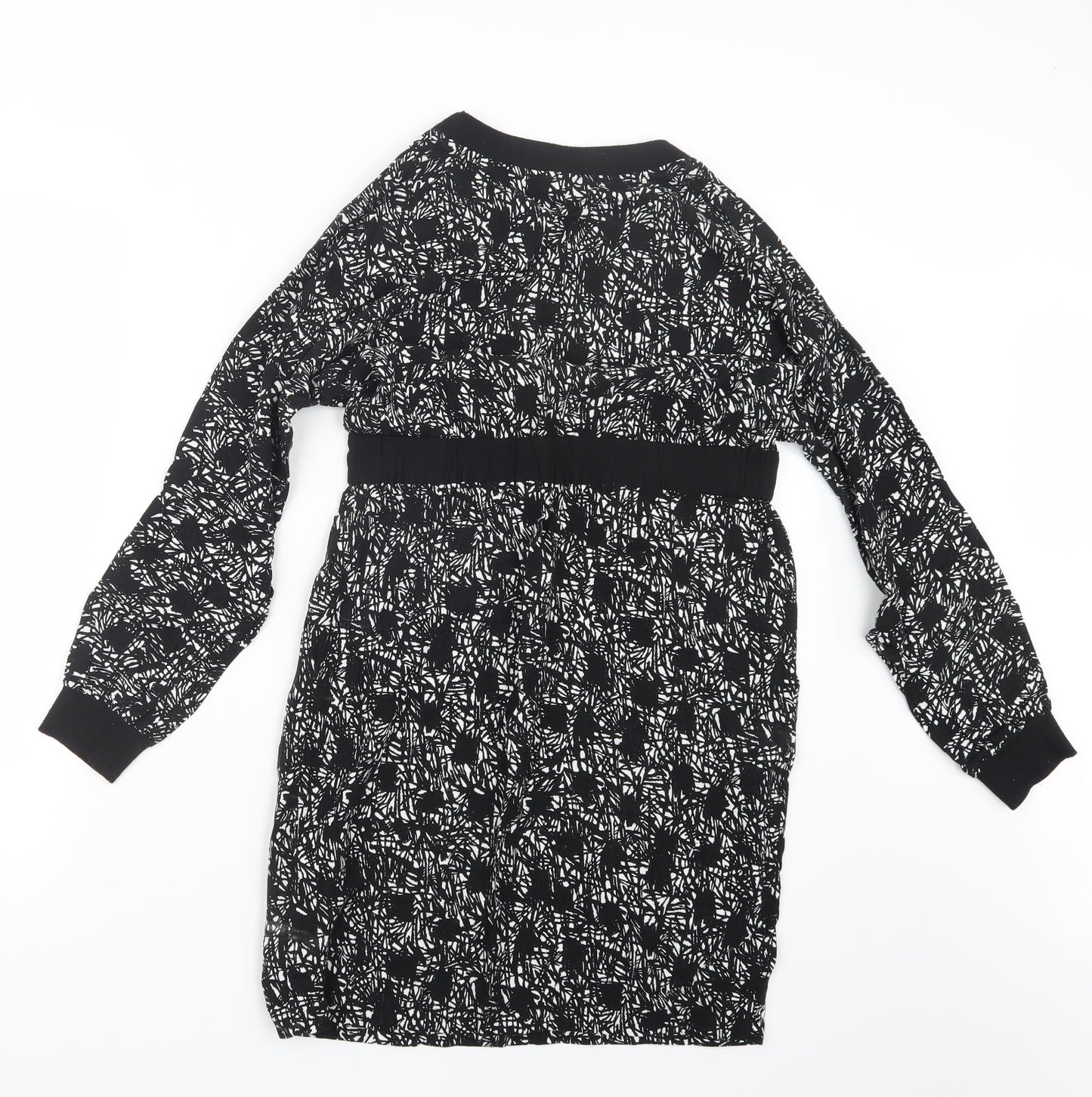 Warehouse Womens Black Geometric  T-Shirt Dress  Size 10