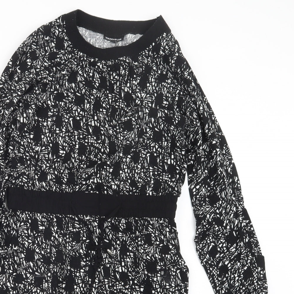 Warehouse Womens Black Geometric  T-Shirt Dress  Size 10
