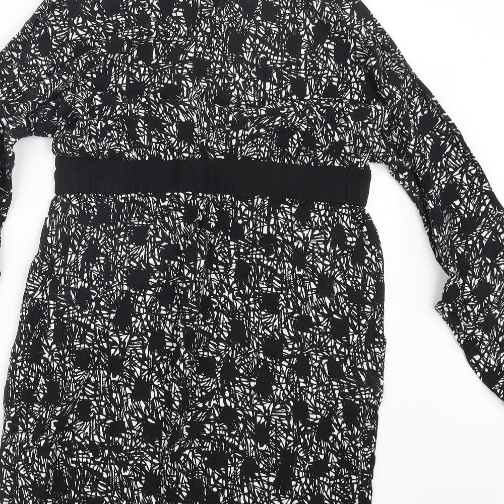 Warehouse Womens Black Geometric  T-Shirt Dress  Size 10