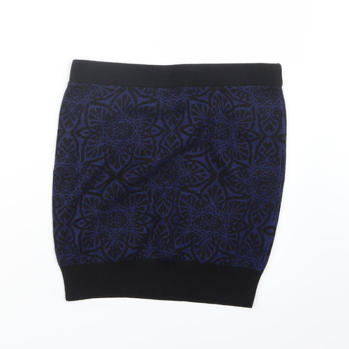 Marks and Spencer Womens Blue Geometric Knit Straight & Pencil Skirt Size M
