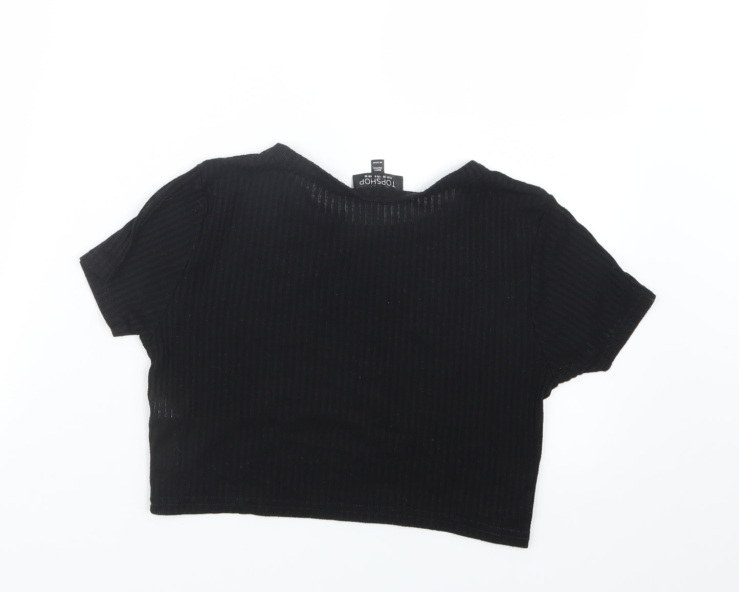 Topshop Womens Black   Cropped T-Shirt Size 10