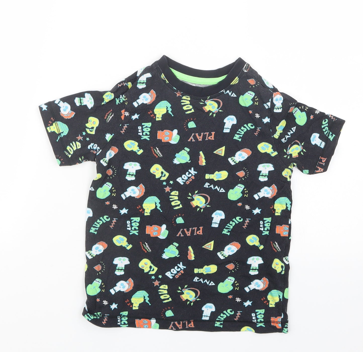 TU Boys Black Geometric  Basic T-Shirt Size 4-5 Years