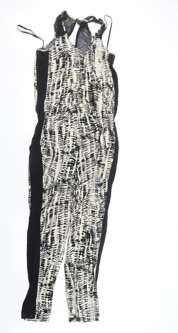 Warehouse Womens Black Geometric Jumpsuit One-Piece Size 8 L26 in