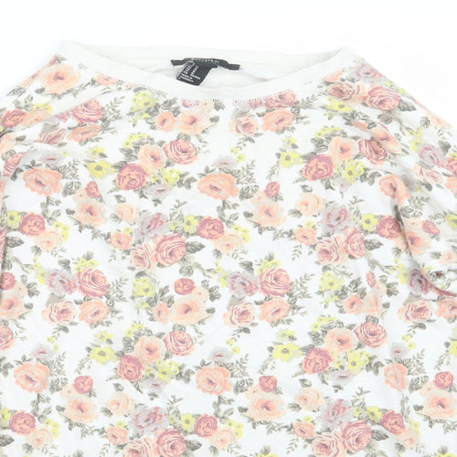 FOREVER 21 Womens White Floral  Pullover Jumper Size M