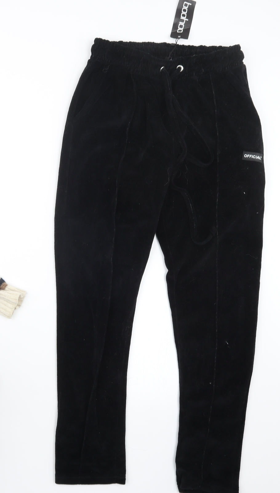 Boohoo Womens Black  Velvet Trousers  Size M L25 in